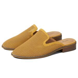 Indigo Rd Faux Suede Slip On Eyelet Irhalow Mule Golden Yellow Womens 8.5 NWOT